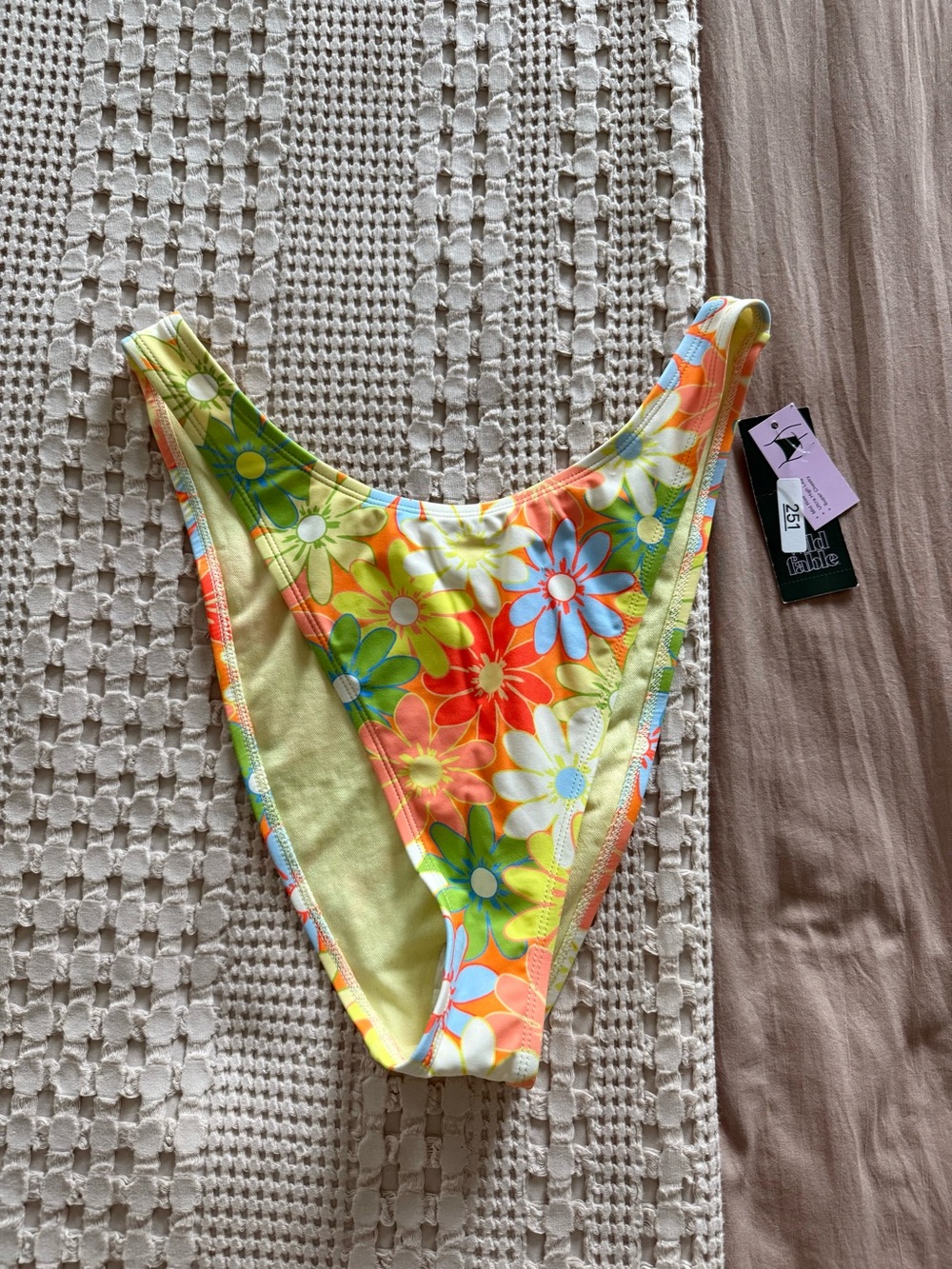 NEW wild fable Floral Mid-Rise Ultra High-Leg Super‎ Cheeky Bikini Bottom Size L